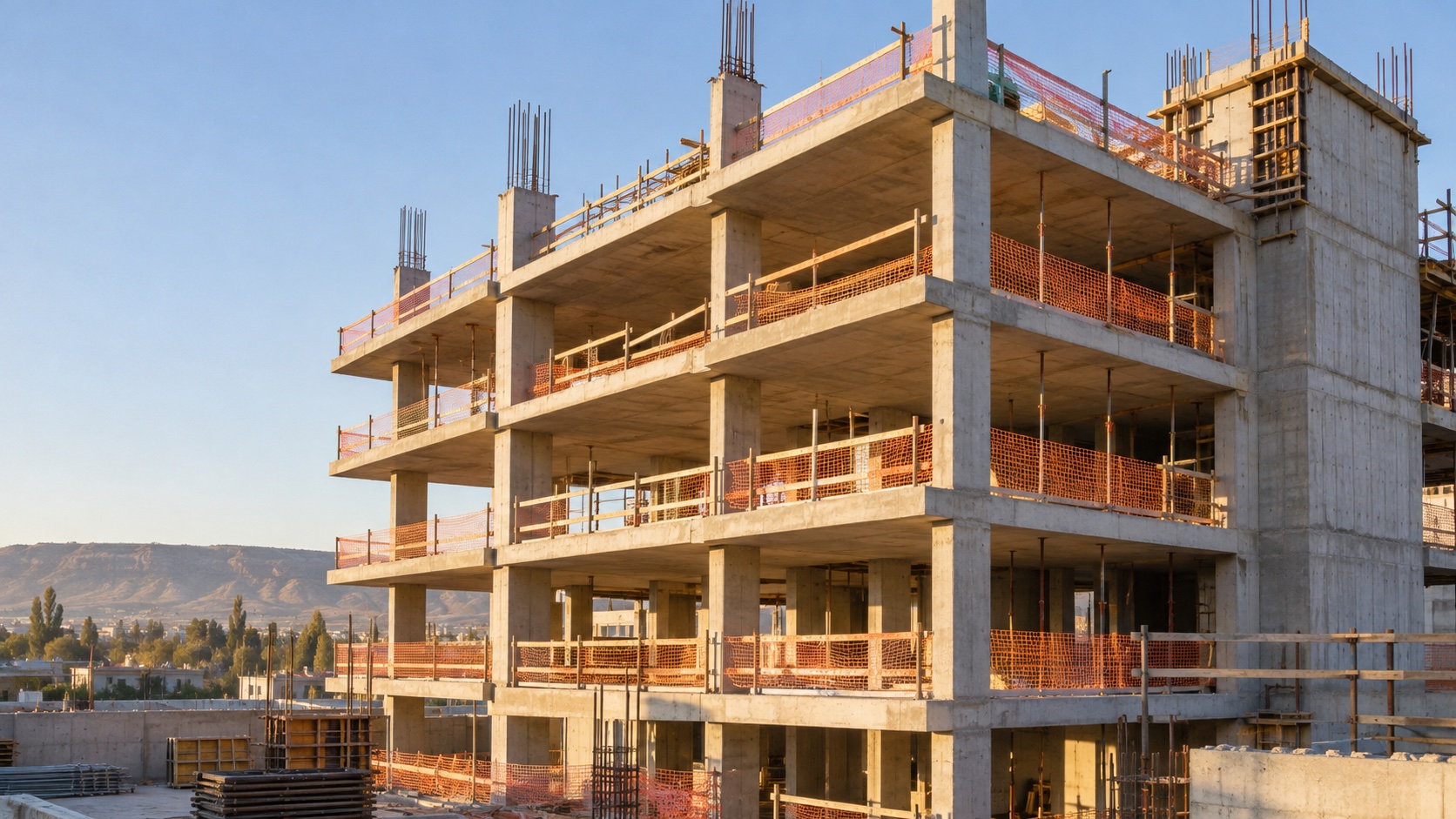 Ilustración de un edificio en construcción